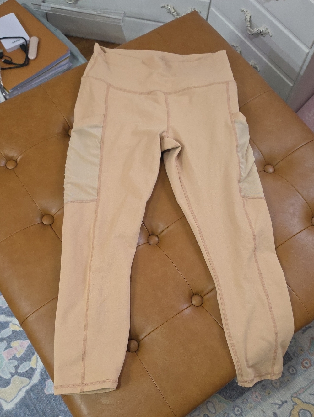 S Fabletics Nude Peach High-Waist Pocket Leggings